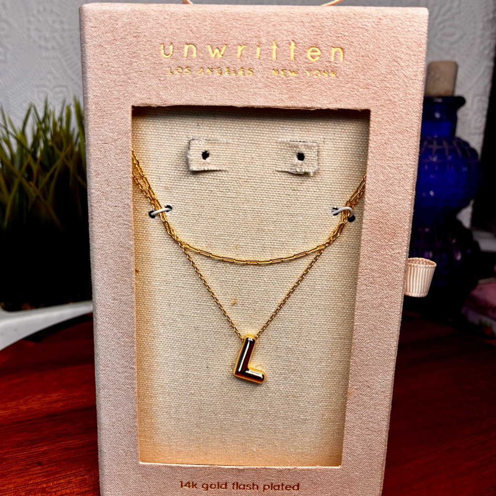Unwritten 14k Plated Gold Necklace With L Pendant 13$